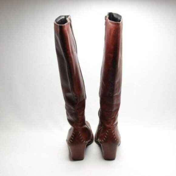 Pikolinos Women's Size 41 Brown Leather Knee High Point Toe Zip Up Heeled Boots - Picture 4 of 13